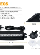 Xprite USA Windshield Strobe Light with Suction Cups Amber                                     - WSL-G2-8IN-Y - Image 5