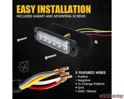 Xprite USA Xprite Alert 6 Series 6W Flush Mount Side Marker Emergency Strobe Light - 10 pcs Amber - 52026T-6-Y-10PC