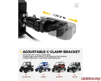 Xprite USA UTV Side Mirrors with LED Spotlights and Puddle Lights Clear - SXL-SM-G26-CLR