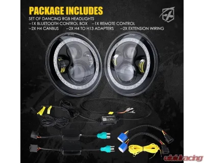 Xprite USA 7" RGB Headlights with Chasing Halo | Exhibit Series Jeep Wrangler TJ | JK 1997-2018 - XP-JL-HL-JK-90W-G3-CHASE