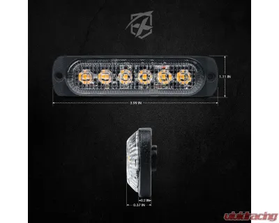 Xprite USA Xprite Alert 6 Series 6W Flush Mount Side Marker Emergency Strobe Light - 10 pcs Amber - 52026T-6-Y-10PC