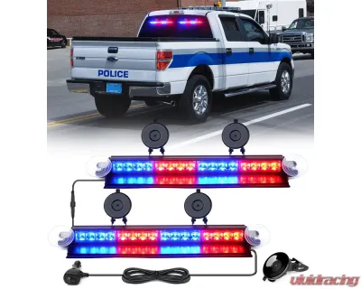Xprite USA Windshield Dash Strobe Lights Red/Blue - WSL-G3-16IN-RB