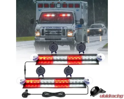 Xprite USA Windshield Dash Strobe Lights White/Red - WSL-G3-16IN-WR