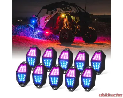 Xprite USA Multi-Color LED RGB-W Rock Lights 10pcs - DL-RL-G8-10PC