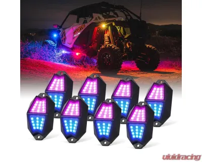Xprite USA Multi-Color LED RGB-W Rock Lights 8pcs - DL-RL-G8-8PC