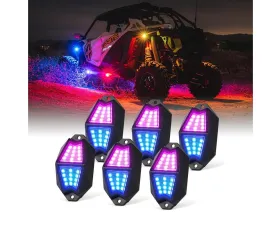 Xprite USA Multi-Color LED RGB-W Rock Lights 6pcs