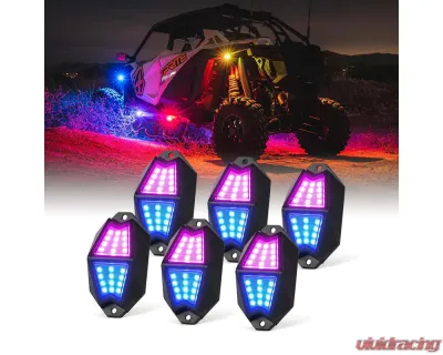 Xprite USA Multi-Color LED RGB-W Rock Lights 6pcs - DL-RL-G8-6PC