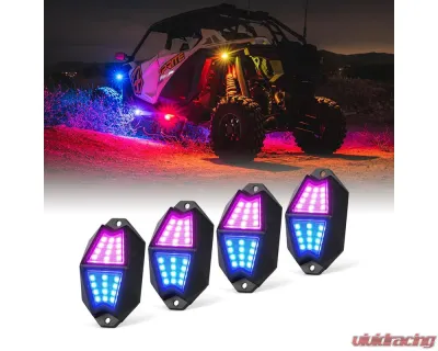 Xprite USA Multi-Color LED RGB-W Rock Lights 4pcs - DL-RL-G8-4PC