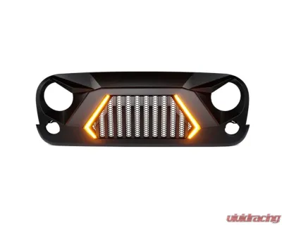 Xprite USA Jeep Grille with Turn Signal Lights for Jeep Wrangler JK 2007-2018 - ZS-0127-JK-G2-SMK