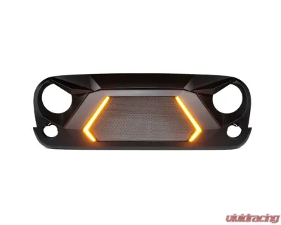 Xprite USA G4 Jeep Grille with Turn Signal Lights for Jeep Wrangler JK 2007-2018 - ZS-0127-JK-G4-SMK
