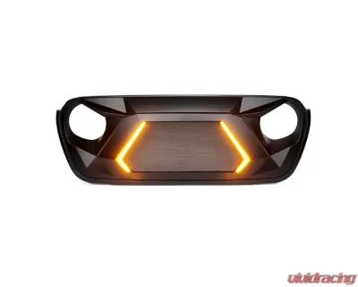 Xprite USA Jeep Front Grille with Turn Signal G4 for Jeep Wrangler JL | Gladiator JT 2018+ - ZS-0127-JL-G4-SMK