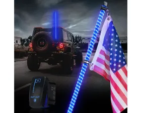 Xprite USA The Spiral Solid Color LED Whip Light with Spring Mount Blue 4ft 1pcs