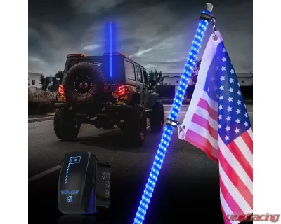 Xprite USA The Spiral Solid Color LED Whip Light with Spring Mount Blue 4ft 2pcs - DL-WL-SOLID-4FT-B-2PC