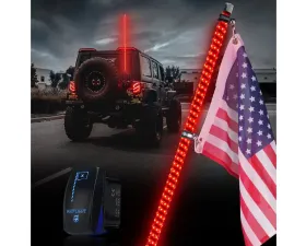 Xprite USA The Spiral Solid Color LED Whip Light with Spring Mount Red 4ft 1pc