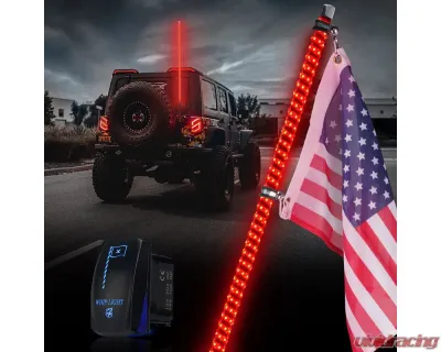 Xprite USA The Spiral Solid Color LED Whip Light with Spring Mount Red 4ft 1pc - DL-WL-SOLID-4FT-R