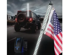 Xprite USA The Spiral Solid Color LED Whip Light with Spring Mount White 2ft 1pcs