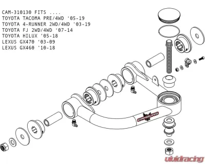 Camburg BJ UCA FOX 2.5 Performance Kit Lexus GX470 2003-2009 - CAM-310156-X
