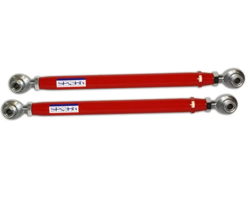 Spohn Bright Red 4130N Chrome Moly Tubular Adjustable Rear Lower Control Arms w/ Spherical Rod Ends Offset Spacers GM G-Body 1978-1987 - 213-OS-4130R