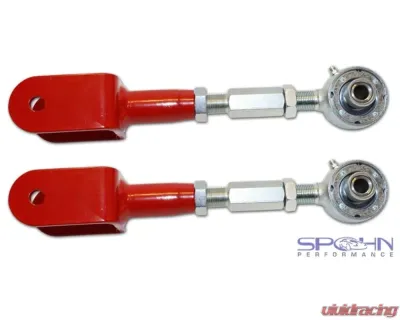 Spohn Bright Red 4130N Chrome Moly Tubular Adjustable Extended Length Rear Upper Control Arms w/ Del-Sphere Pivot Joints Chevrolet GM B-Body 1977-1996 - 635-EL-4130R
