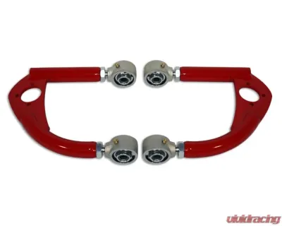 Spohn Bright Red 4130N Chrome Moly Tubular Adjustable Front Upper A-Arms w/ Del-Sphere Pivot Joints Chevrolet | Pontiac GM F-Body 1993-2002 - 743-DS-4130R