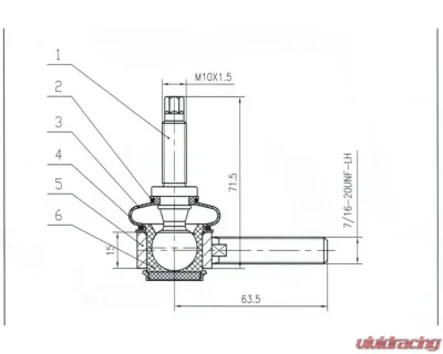 Spohn 7/16"-20 LH Threads Powerball Sway Bar End Link Ball Joint End - ELBJ-4375LH-10MM