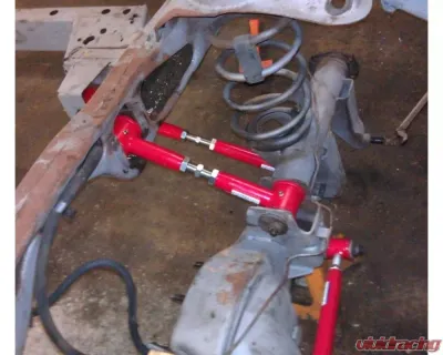 Spohn Bright Red 4130N Chrome Moly  Tubular Adjustable Rear Upper Control Arm w/ Polyurethane Bushings Ford Galaxie 1965-1974 - FG-604-4130R