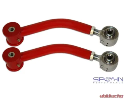 Spohn Bright Red Adjustable Rear Upper Control Arms w/ Poly / Del-Sphere Pivot Joints GM H-Body 1971-1974 - H-605R
