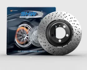 SHW Performance Right Front Cross-Drilled Lightweight Brake Rotor Audi RS6 4.2L 2003