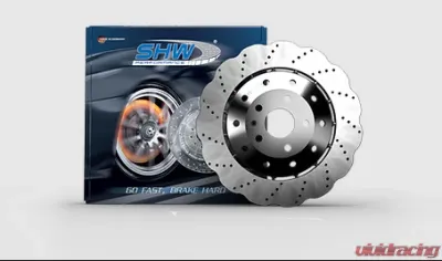 SHW Performance Front Drilled-Dimpled Lightweight Wavy Brake Rotor Audi RS7 4.0L 2014-2018 - AFX47415