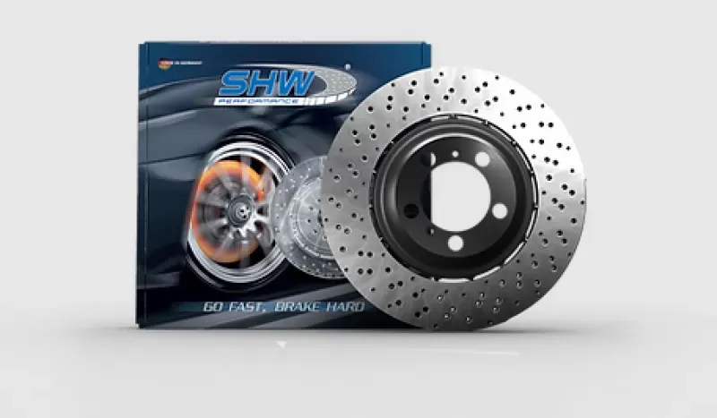 SHW Performance Left Rear Cross-Drilled Lightweight Brake Rotor Audi RS4 4.2L 2007-2008 - ARL48611