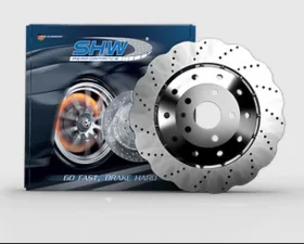 SHW Performance Rear Cross-Drilled Lightweight Wavy Brake Rotor Audi RS7 4.0L 2014-2018