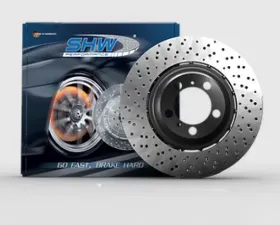 SHW Performance Left Front Cross-Drilled Lightweight Brake Rotor Ford Mustang Shelby GT350 5.2L 2015-2019
