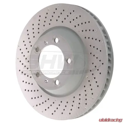 SHW Performance Left Front Drill-Dimp Monobloc Rotor With Center Lock | Spyder Wheel Without Ceramic Brake Porsche 911 Turbo 2009-2013 - PFL30905