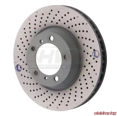 SHW Performance Left Front Drilled-Dimpled Monobloc Brake Rotor Without Ceramic Brakes Porsche 911 Carrera 4 GTS 3.8L 2012 - PFL30922