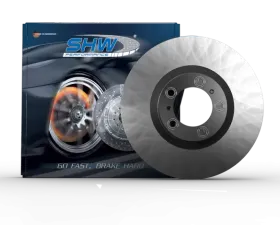 SHW Performance Black Caliper Without Ceramic Brake Left Front Smooth Monobloc Brake Rotor Porsche Panamera 4 3.0L 2017-2020