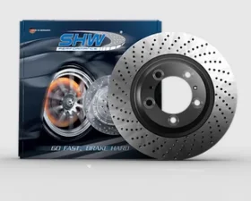 SHW Performance Left Rear Cross-Drilled Monobloc Brake Rotor Without Ceramic Brakes Porsche 911 Carrera 4 GTS 3.0L 2015-2019