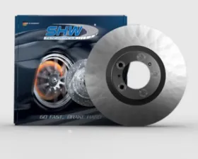 SHW Performance Black Caliper With Code 1KF | 18in Wheel Left Rear Smooth Monobloc Brake Rotor Porsche Panamera 4 3.0L 2017-2020