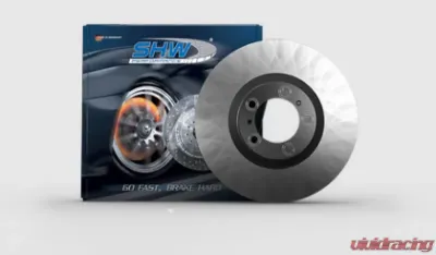 SHW Performance Black Caliper With Code 1KF | 18in Wheel Left Rear Smooth Monobloc Brake Rotor Porsche Panamera 4 3.0L 2017-2020 - PRL39923