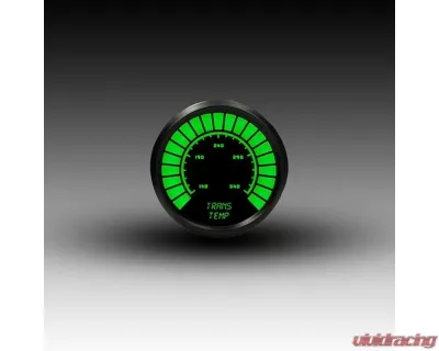 Intellitronix 2 1/16" 140-340 Degrees F Black Bezel Analog Bargraph Transmission Temperature Gauge - B9107G