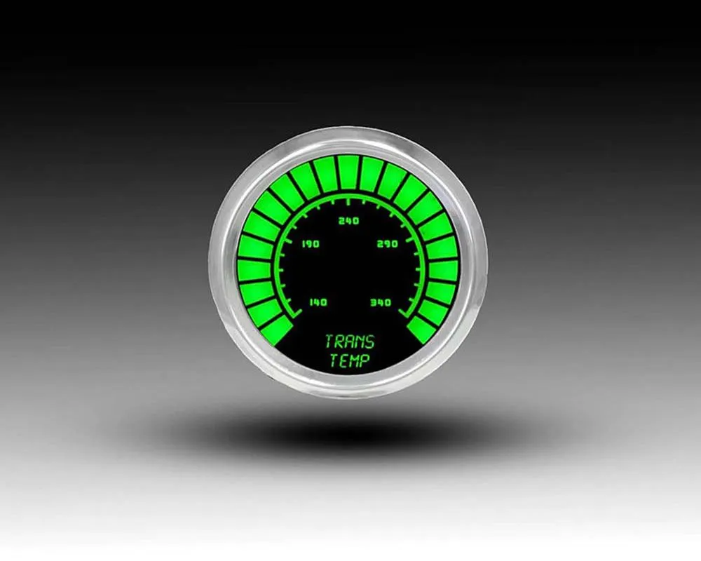 Intellitronix 2 1/16 Inch Chrome Bezel Analog Bargraph Transmission Temp Gauge w/Sender 160-340 Degrees F - BS9107G