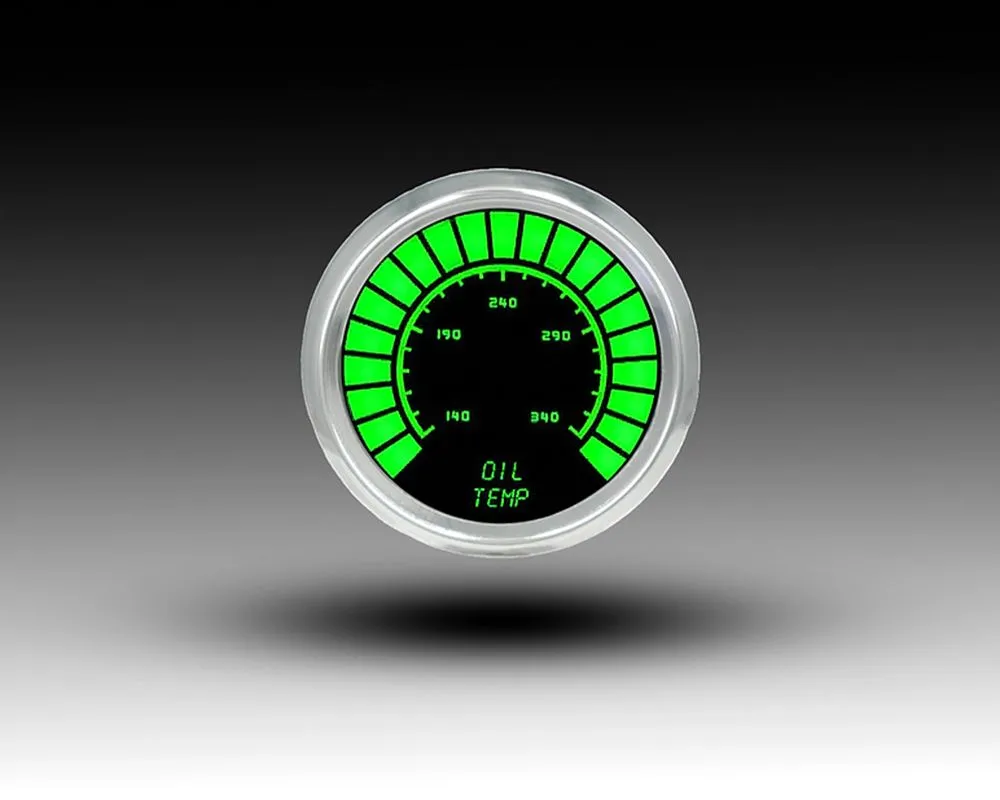 Intellitronix 2 1/16" Oil Temperature Analog Bargraph Gauge Chrome Bezel w/Sender 160-340 Degrees F - BS9108G
