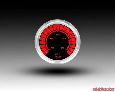 Intellitronix 2 1/16" Oil Temperature Analog Bargraph Gauge Chrome Bezel w/Sender 160-340 Degrees F - BS9108R