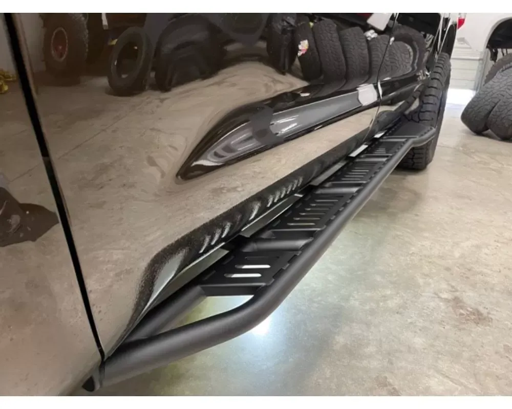 Westcott Designs 15 Deg. Black DOM MIG Weld Short Bed Sliders w/Top Plates CrewMax and Double Cab Toyota Tundra 2007-2021 - 25221MTBK