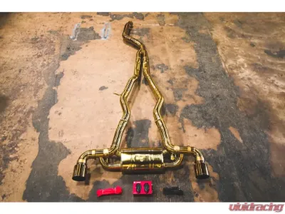 Valvetronic Designs 2 Single Wall Tips Anodized Gold Valved Sport Exhaust System Toyota Supra A90 2020-2024 - TOY.A90.VSES.AG