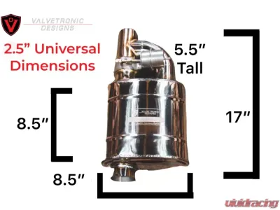 Valvetronic Designs 2.5 | 66Mm Exhaust Pipe 1 Muffler No Tips Universal Valved Muffler Kit - UVM.63MM