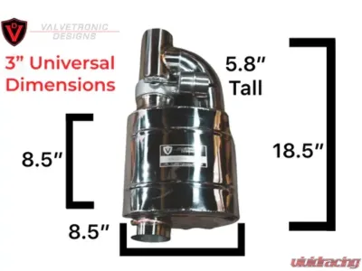 Valvetronic Designs 3.0In | 76Mm Exhaust Pipe 1 Muffler No Tips Universal Valved Muffler Kit - UVM.76MM