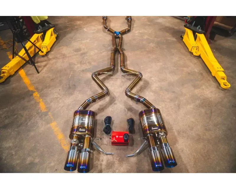 Valvetronic Designs Valved Sport Exhaust System - Titanium Exhaust - 200 Cell Cats - Dual Resonated w/ Burnt Titanium Tips BMW E9X M3 - BMW.E9X.M3.VSES.2CC.DR.TI.TIBRT