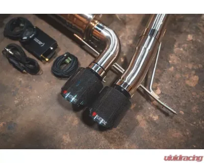Valvetronic Designs Valved Sport Exhaust System for BMW G87 M2 2022+ - 4" Carbon Tips - BMW.G87.M2.VSES.BR.RC