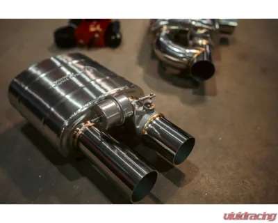 Valvetronic Designs 76mm Exhaust Pipe Universal Valved Single Inlet Dual Outlet Muffler Kit - UVM.76MM.DUALOUT.X1