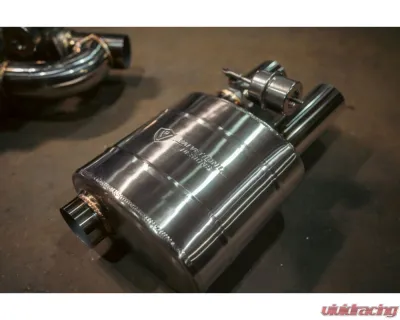 Valvetronic Designs 76mm Exhaust Pipe Universal Valved Single Inlet Dual Outlet Muffler Kit - UVM.76MM.DUALOUT.X1